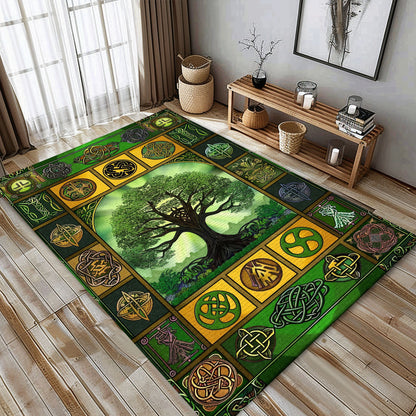 Norse Mythology-Inspired Viking Area Rug with Celtic Tree of Life, Personalized Carpet Viking, Viking Area Rugs for Living Room, Viking Carpet Bedroom, Popular Rug Full Size (3x5, 4x6, 5x8) V7