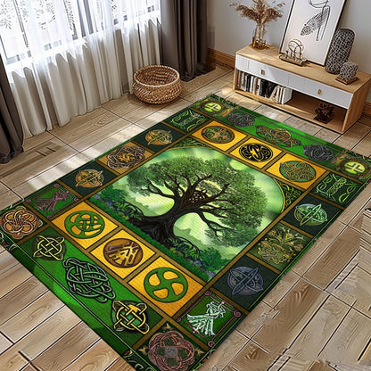 Norse Mythology-Inspired Viking Area Rug with Celtic Tree of Life, Personalized Carpet Viking, Viking Area Rugs for Living Room, Viking Carpet Bedroom, Popular Rug Full Size (3x5, 4x6, 5x8) V7