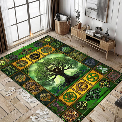 Norse Mythology-Inspired Viking Area Rug with Celtic Tree of Life, Personalized Carpet Viking, Viking Area Rugs for Living Room, Viking Carpet Bedroom, Popular Rug Full Size (3x5, 4x6, 5x8) V7