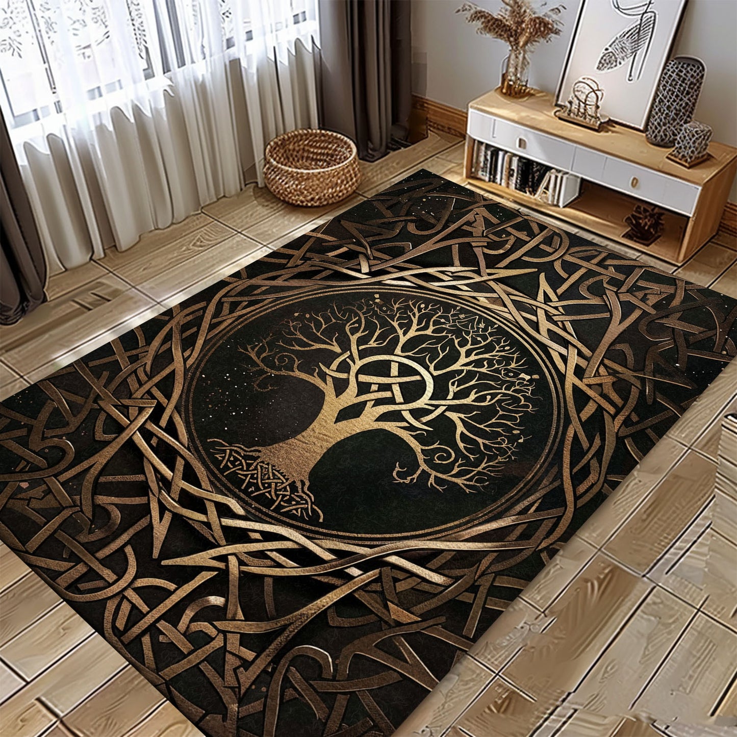 Premium Celtic Tree of Life Viking Area Rug – Enhance Your Home Decor with Norse Mythology Themes, Personalized Carpet Viking, Popular Rug Full Size (3x5, 4x6, 5x8) V15