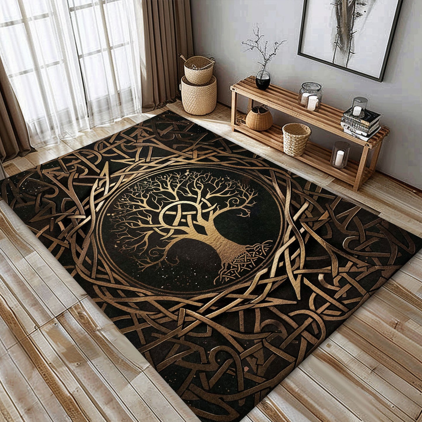 Premium Celtic Tree of Life Viking Area Rug – Enhance Your Home Decor with Norse Mythology Themes, Personalized Carpet Viking, Popular Rug Full Size (3x5, 4x6, 5x8) V15