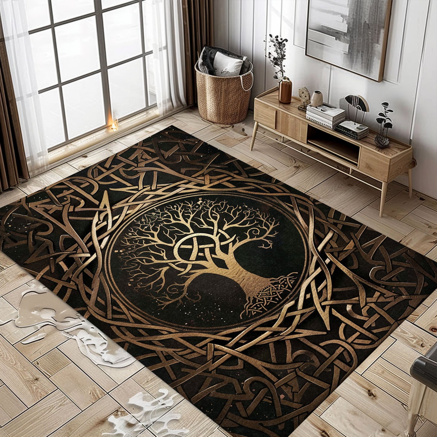 Premium Celtic Tree of Life Viking Area Rug – Enhance Your Home Decor with Norse Mythology Themes, Personalized Carpet Viking, Popular Rug Full Size (3x5, 4x6, 5x8) V15