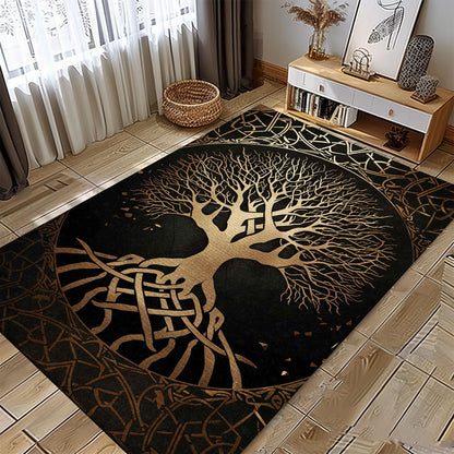 Handcrafted Celtic Tree of Life Viking Rug for Bedrooms – Embrace Viking Culture with This Beautiful Rug, Personalized Carpet Viking, Popular Rug Full Size (3x5, 4x6, 5x8) V14