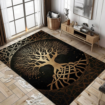 Handcrafted Celtic Tree of Life Viking Rug for Bedrooms – Embrace Viking Culture with This Beautiful Rug, Personalized Carpet Viking, Popular Rug Full Size (3x5, 4x6, 5x8) V14