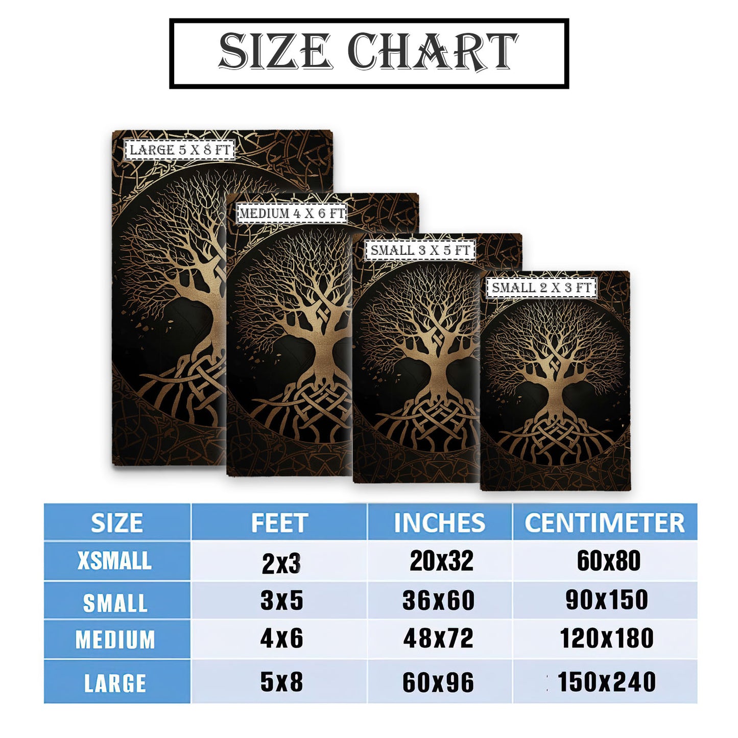 Handcrafted Celtic Tree of Life Viking Rug for Bedrooms – Embrace Viking Culture with This Beautiful Rug, Personalized Carpet Viking, Popular Rug Full Size (3x5, 4x6, 5x8) V14