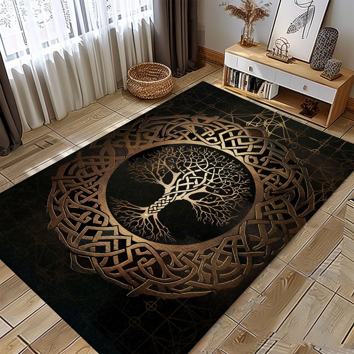 Decorative Celtic Tree of Life Viking Rug – Perfect for Adding a Historical Touch to Your Living Space, Personalized Carpet Viking, Popular Rug Full Size (3x5, 4x6, 5x8) V13