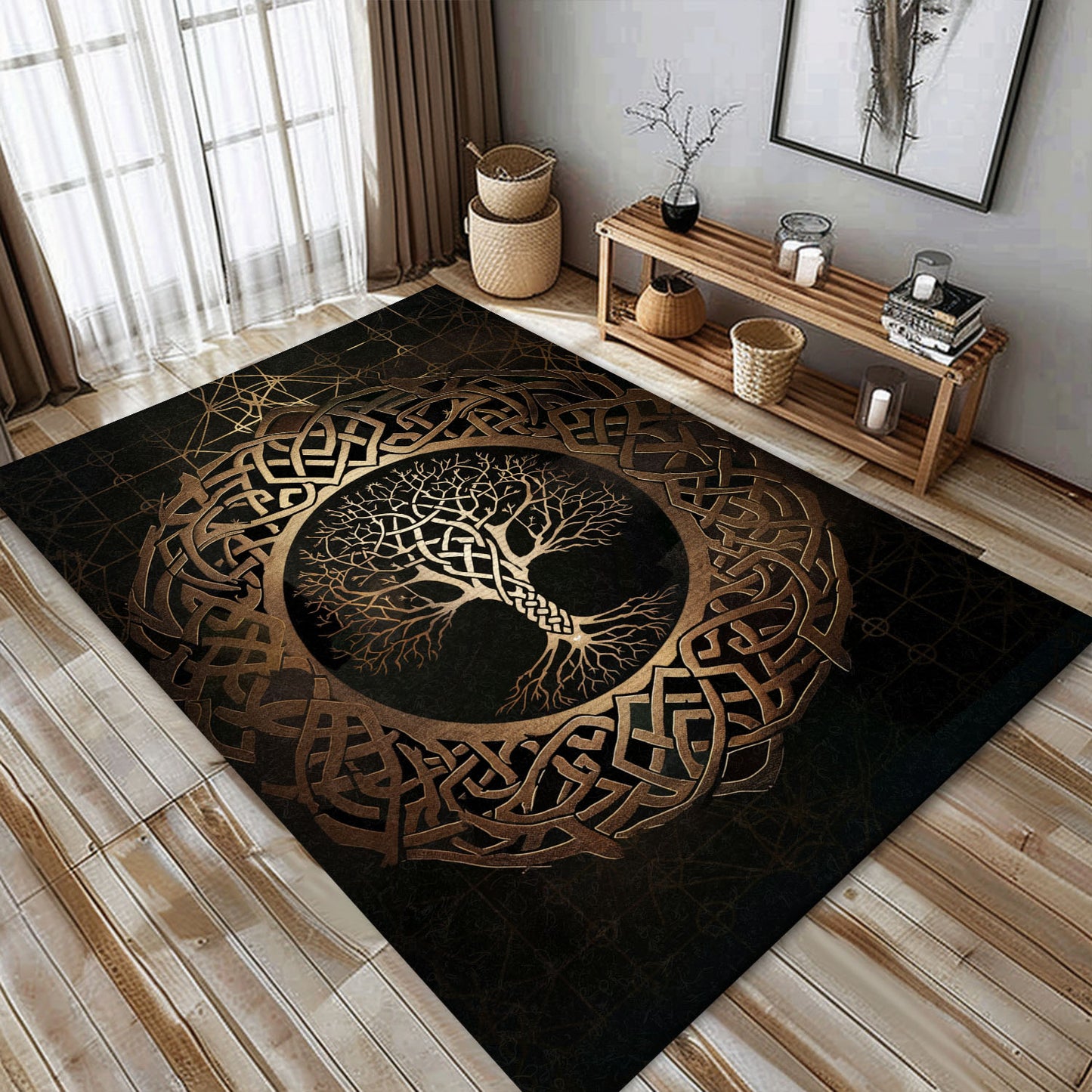 Decorative Celtic Tree of Life Viking Rug – Perfect for Adding a Historical Touch to Your Living Space, Personalized Carpet Viking, Popular Rug Full Size (3x5, 4x6, 5x8) V13