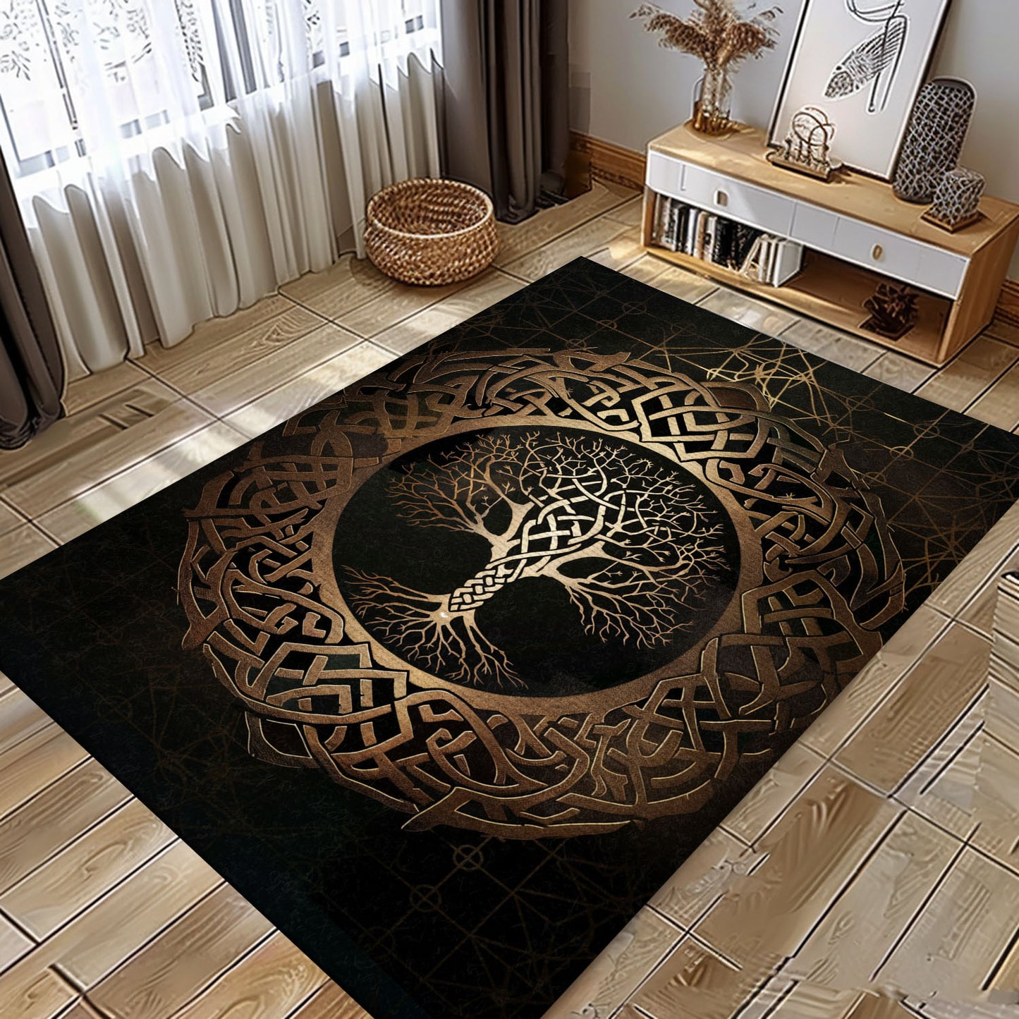 Decorative Celtic Tree of Life Viking Rug – Perfect for Adding a Historical Touch to Your Living Space, Personalized Carpet Viking, Popular Rug Full Size (3x5, 4x6, 5x8) V13