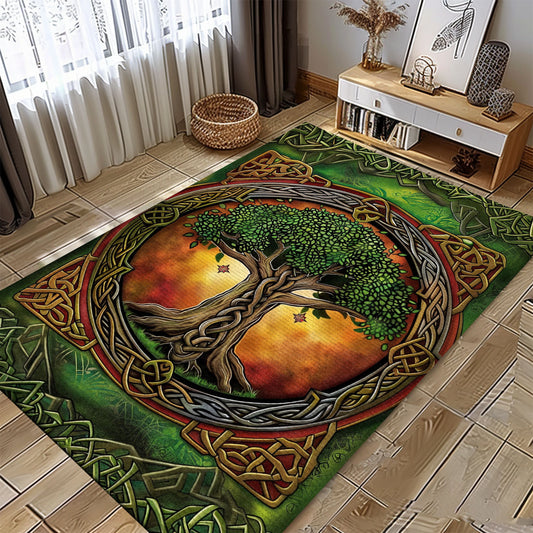 Elegant Celtic Tree of Life Viking Rug for Living Room – Ideal for Norse Mythology Lovers and History Buffs, Personalized Carpet Viking, Popular Rug Full Size (3x5, 4x6, 5x8) V11