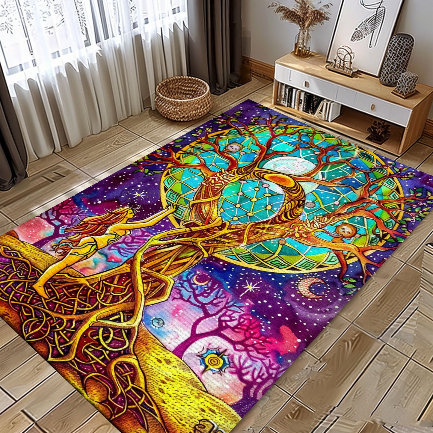 Beautiful Celtic Tree of Life Viking Rug for Living Room – A Perfect Gift for Norse Mythology Enthusiasts, Personalized Carpet Viking, Popular Rug Full Size (3x5, 4x6, 5x8) V9