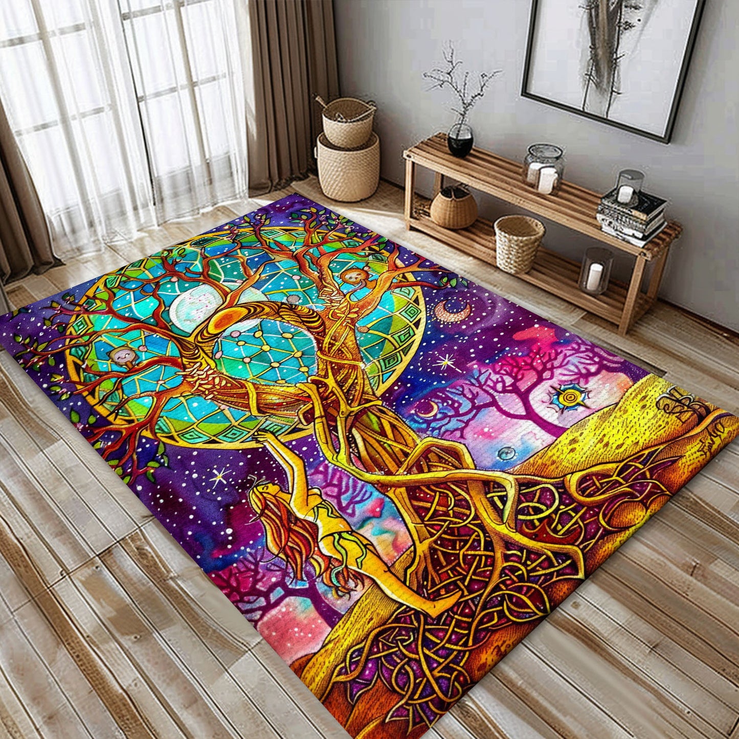 Beautiful Celtic Tree of Life Viking Rug for Living Room – A Perfect Gift for Norse Mythology Enthusiasts, Personalized Carpet Viking, Popular Rug Full Size (3x5, 4x6, 5x8) V9