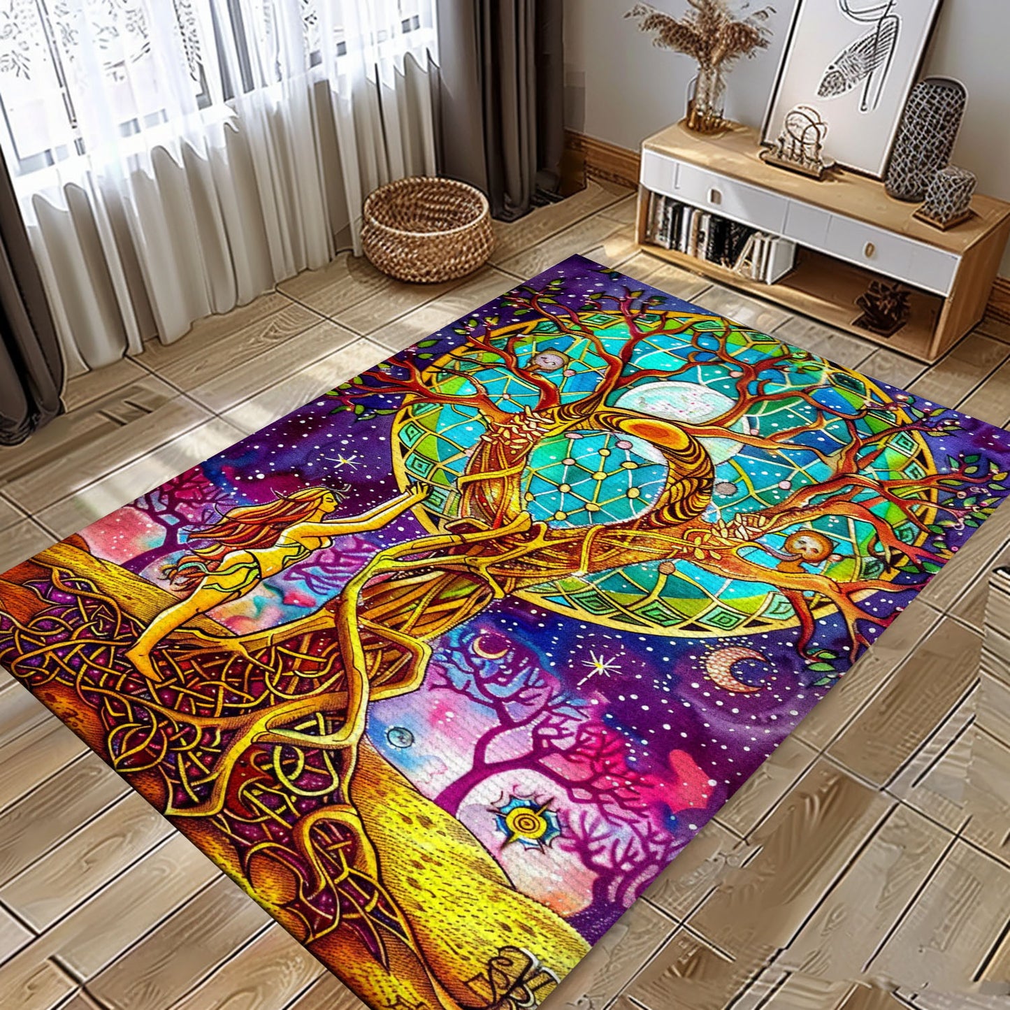 Beautiful Celtic Tree of Life Viking Rug for Living Room – A Perfect Gift for Norse Mythology Enthusiasts, Personalized Carpet Viking, Popular Rug Full Size (3x5, 4x6, 5x8) V9