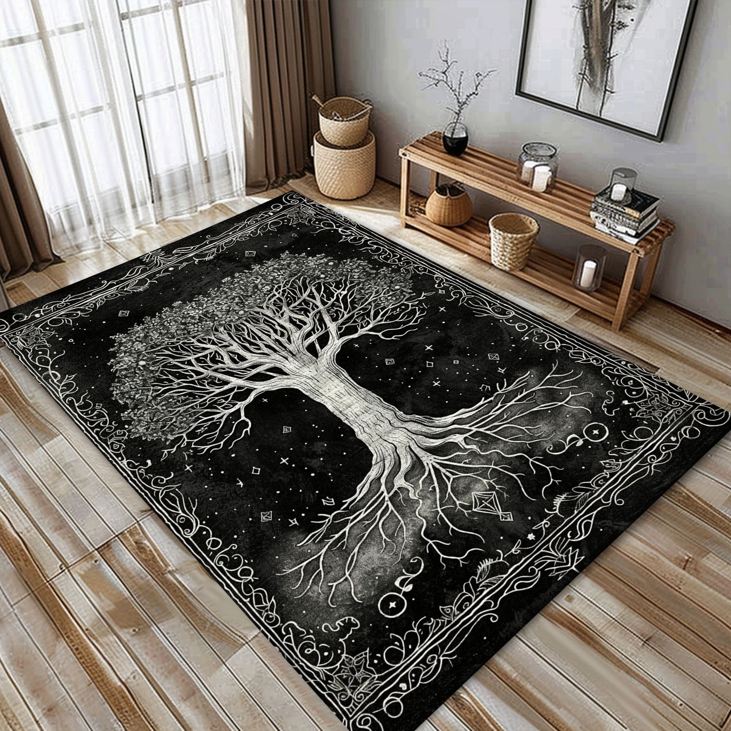 Stylish Celtic Tree of Life Viking Rug for Bedrooms – Create a Mythical Ambiance with This Elegant Rug, Personalized Carpet Viking, Popular Rug Full Size (3x5, 4x6, 5x8) V7