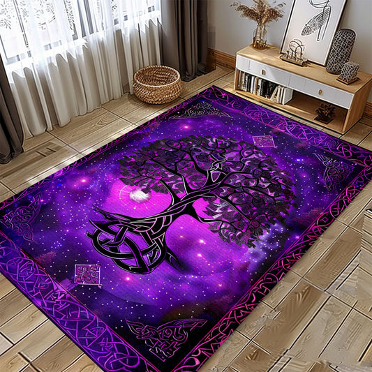 Symbolic Viking Area Rug Featuring Celtic Tree of Life Motif, Personalized Carpet Viking, Viking Area Rugs for Living Room, Viking Carpet Bedroom, Popular Rug Full Size (3x5, 4x6, 5x8) V99