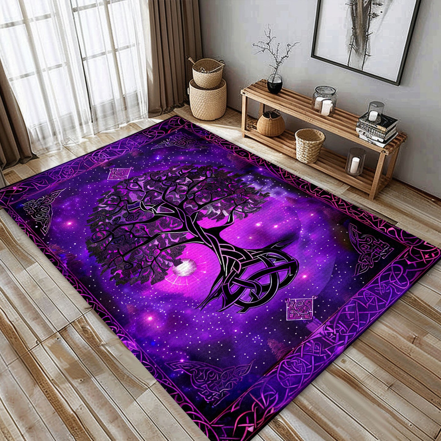 Symbolic Viking Area Rug Featuring Celtic Tree of Life Motif, Personalized Carpet Viking, Viking Area Rugs for Living Room, Viking Carpet Bedroom, Popular Rug Full Size (3x5, 4x6, 5x8) V99