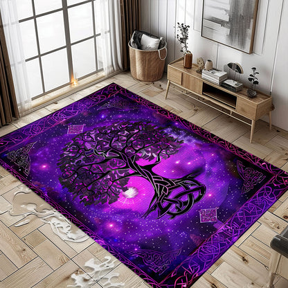 Symbolic Viking Area Rug Featuring Celtic Tree of Life Motif, Personalized Carpet Viking, Viking Area Rugs for Living Room, Viking Carpet Bedroom, Popular Rug Full Size (3x5, 4x6, 5x8) V99