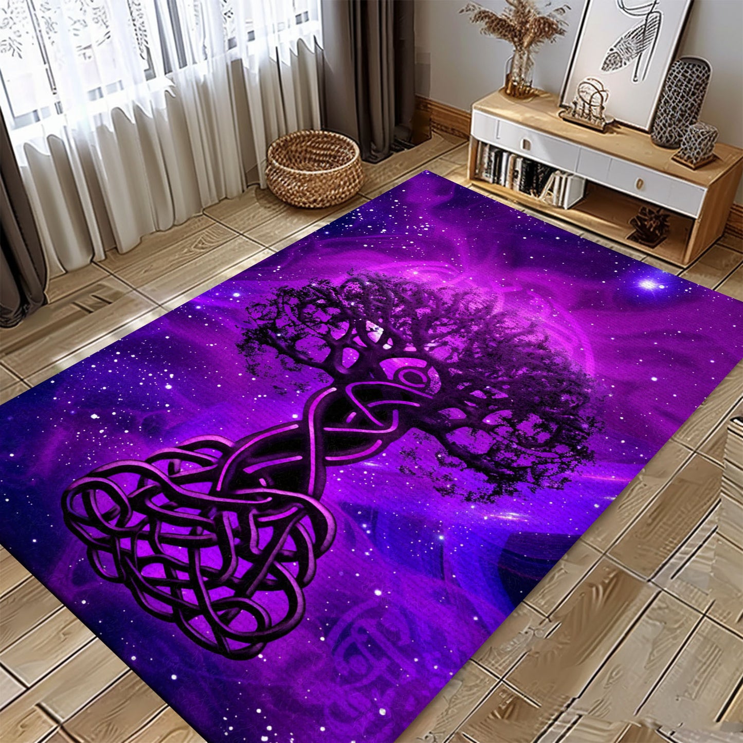 Viking Area Rug with Intricate Celtic Tree of Life Pattern for Living Room Bedroom, Personalized Carpet Viking, Popular Rug Full Size (3x5, 4x6, 5x8) V97