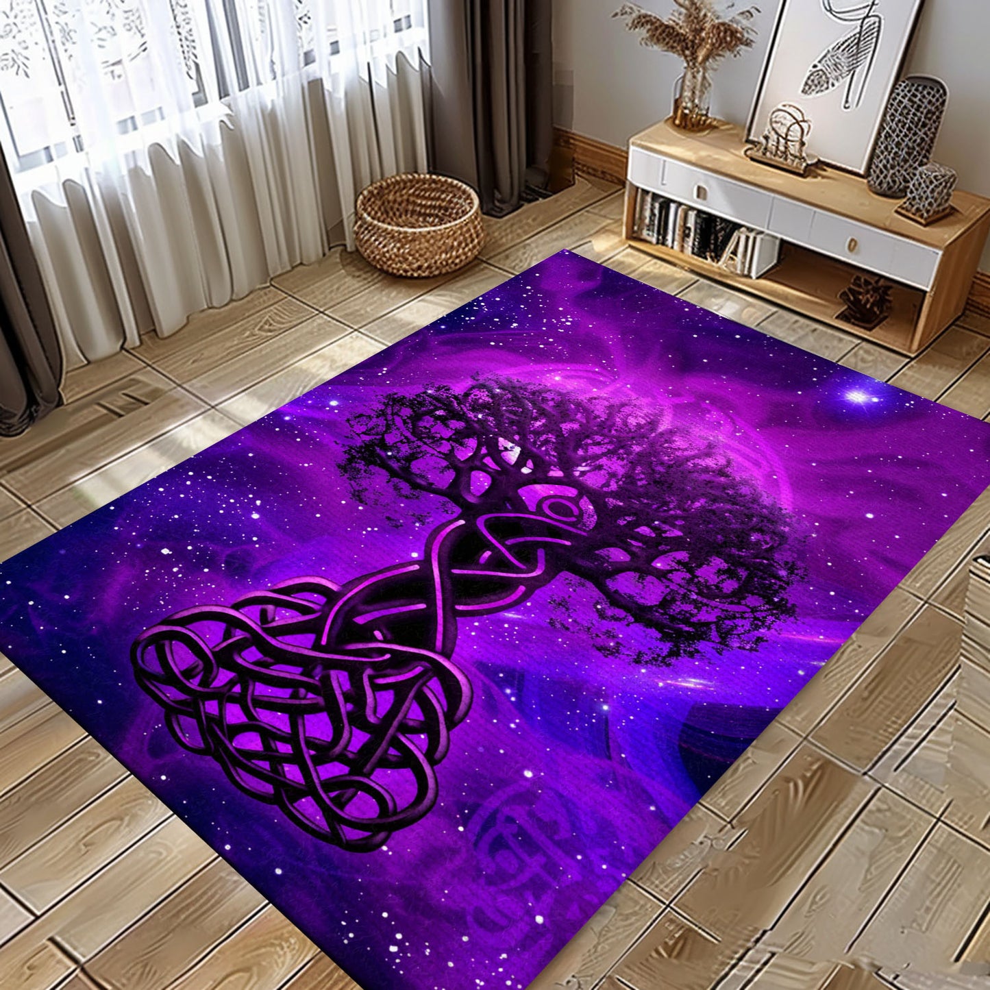 Viking Area Rug with Intricate Celtic Tree of Life Pattern for Living Room Bedroom, Personalized Carpet Viking, Popular Rug Full Size (3x5, 4x6, 5x8) V97