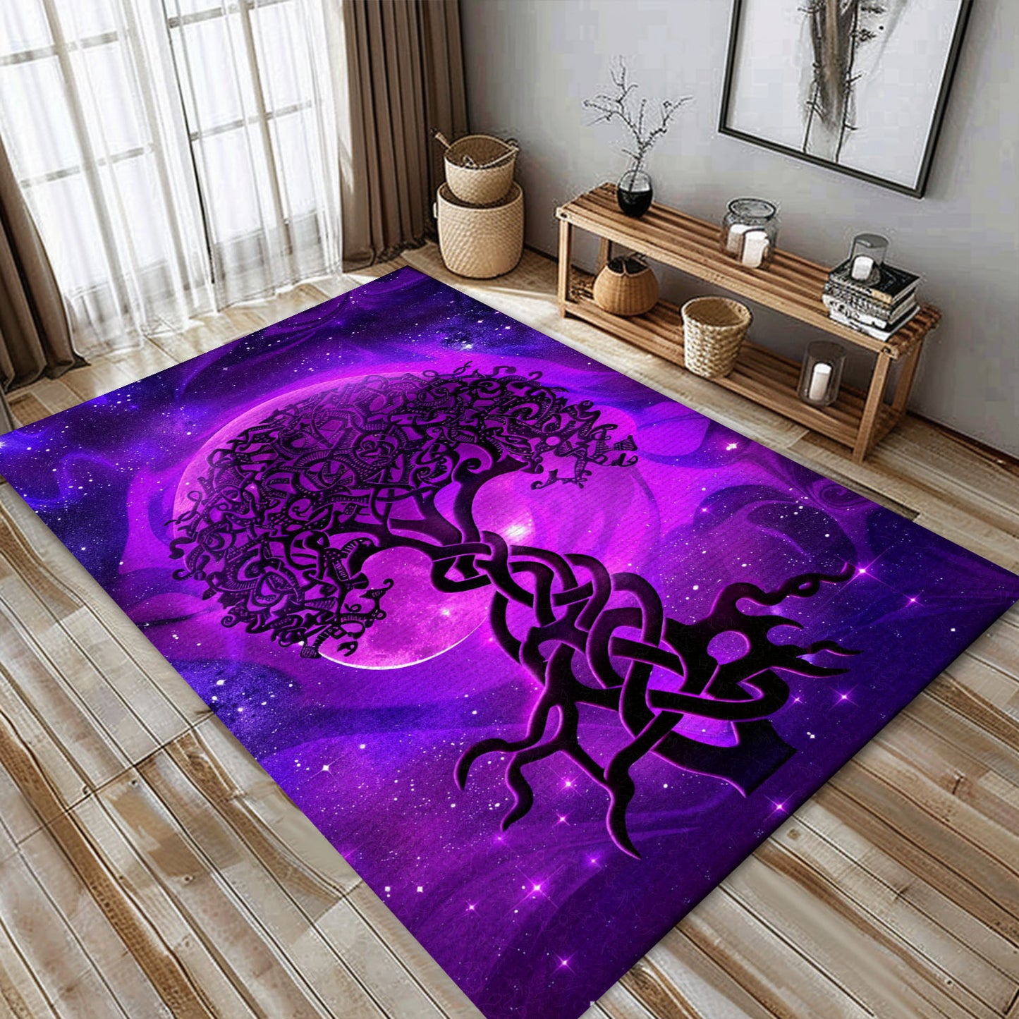 Celtic Tree of Life Design Rug: Norse Mythology Influence, Personalized Carpet Viking, Viking Area Rugs for Living Room, Viking Carpet Bedroom, Popular Rug Full Size (3x5, 4x6, 5x8) V96
