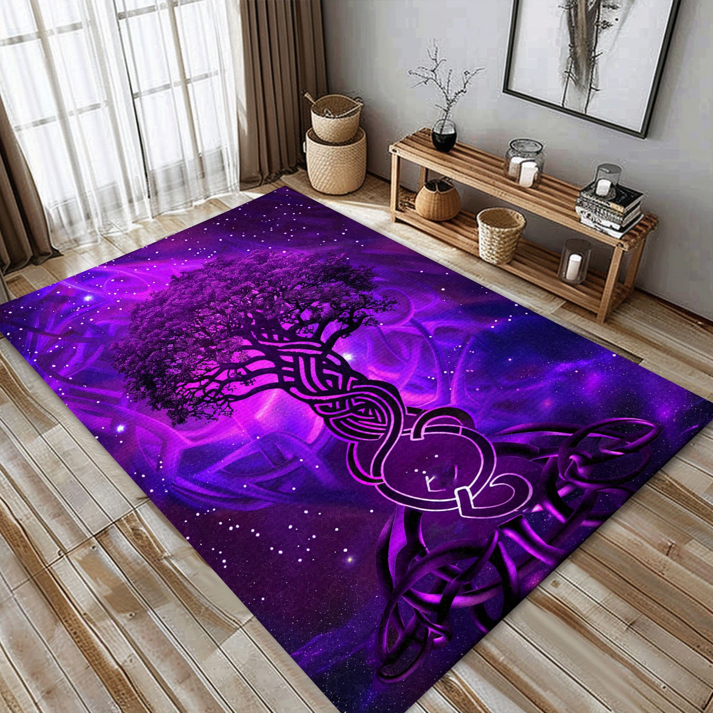 Viking Area Rug: Celtic Tree of Life Mythical Symbol, Personalized Carpet Viking, Viking Area Rugs for Living Room, Viking Carpet Bedroom, Popular Rug Full Size (3x5, 4x6, 5x8) V95