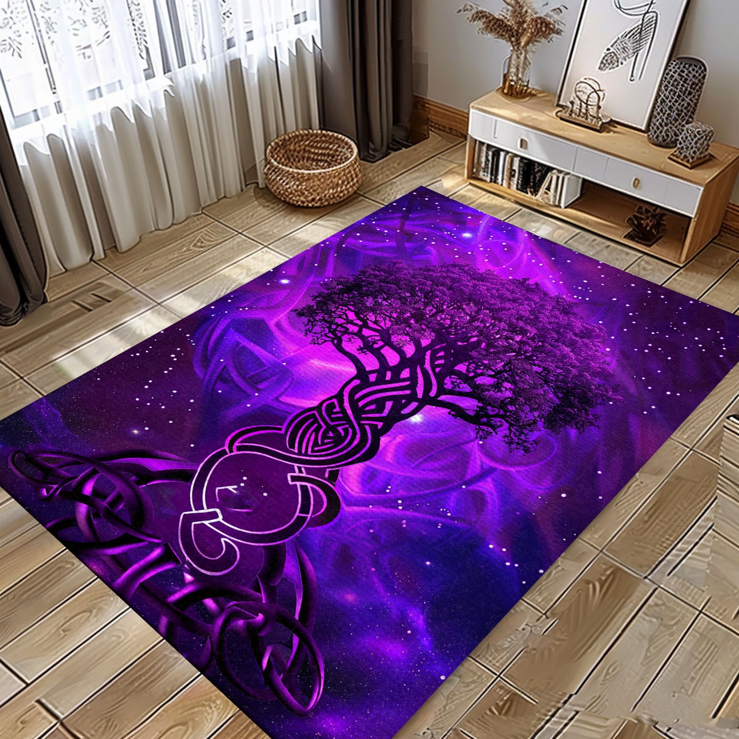 Viking Area Rug: Celtic Tree of Life Mythical Symbol, Personalized Carpet Viking, Viking Area Rugs for Living Room, Viking Carpet Bedroom, Popular Rug Full Size (3x5, 4x6, 5x8) V95