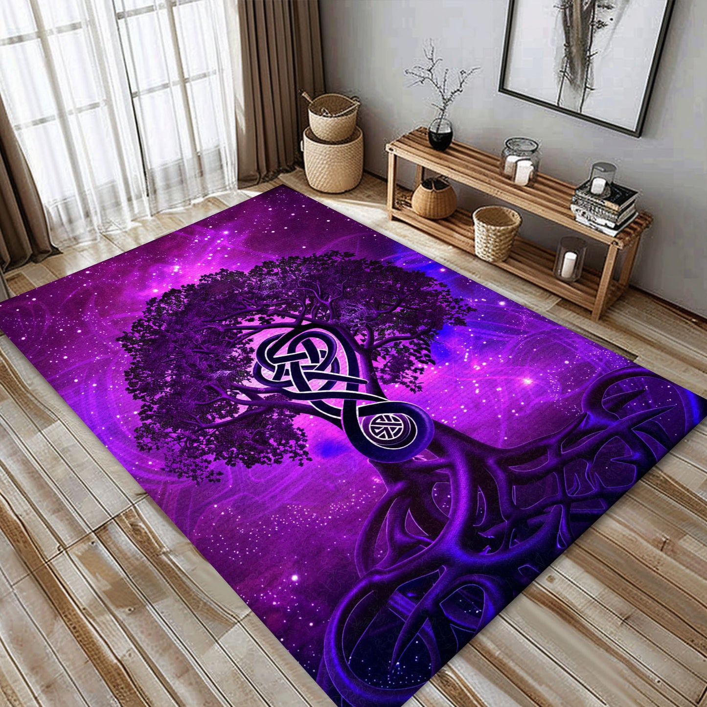 Viking Area Rug Depicting Celtic Tree of Life Symbol, Personalized Carpet Viking, Viking Area Rugs for Living Room, Viking Carpet Bedroom, Popular Rug Full Size (3x5, 4x6, 5x8) V92