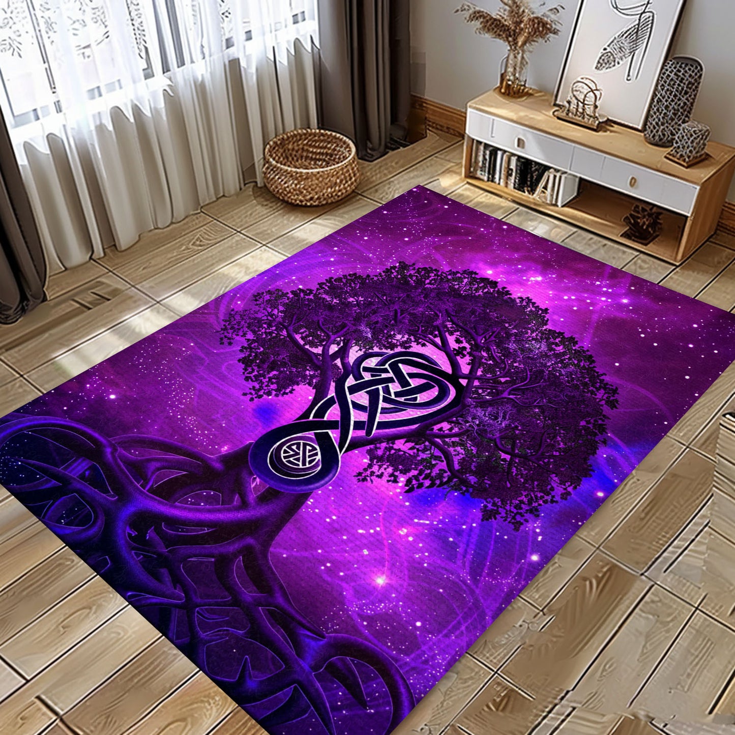 Viking Area Rug Depicting Celtic Tree of Life Symbol, Personalized Carpet Viking, Viking Area Rugs for Living Room, Viking Carpet Bedroom, Popular Rug Full Size (3x5, 4x6, 5x8) V92