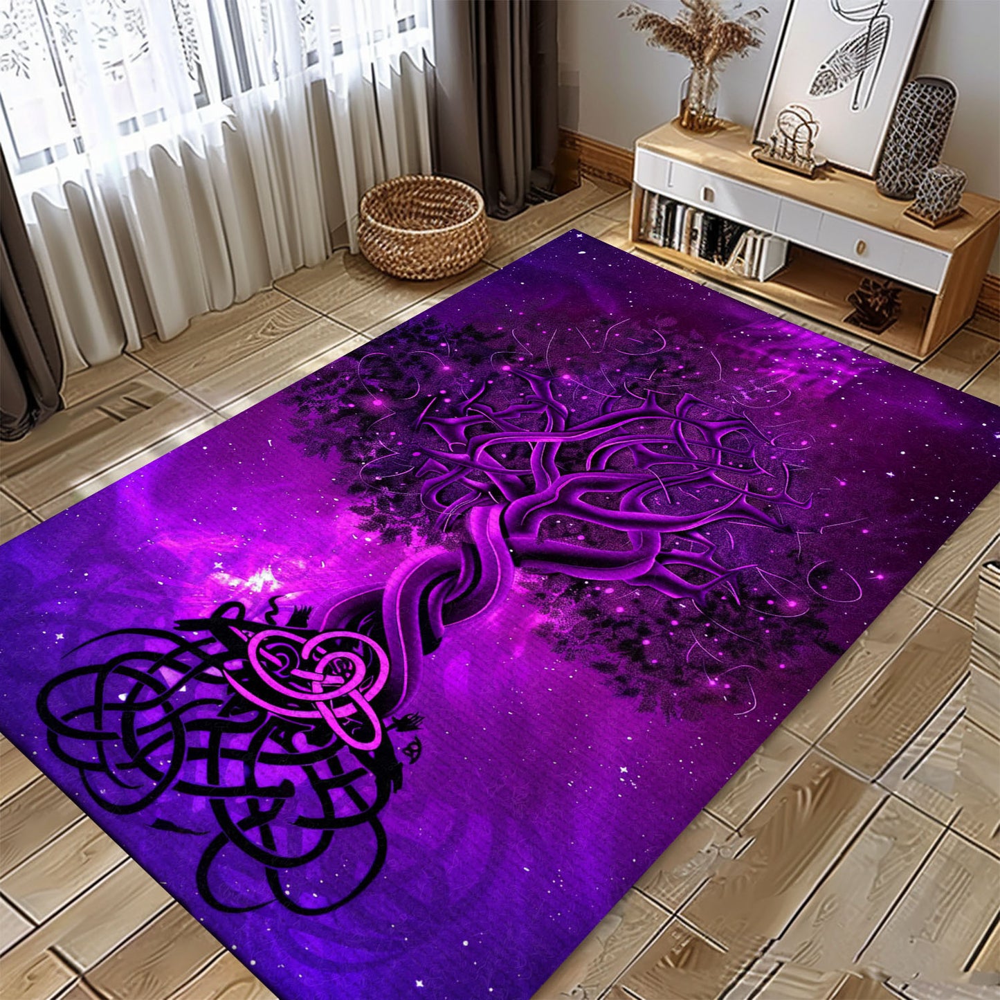 Celtic Tree of Life Viking Rug: Mythical Symbolism, Personalized Carpet Viking, Viking Area Rugs for Living Room, Viking Carpet Bedroom, Popular Rug Full Size (3x5, 4x6, 5x8) V91