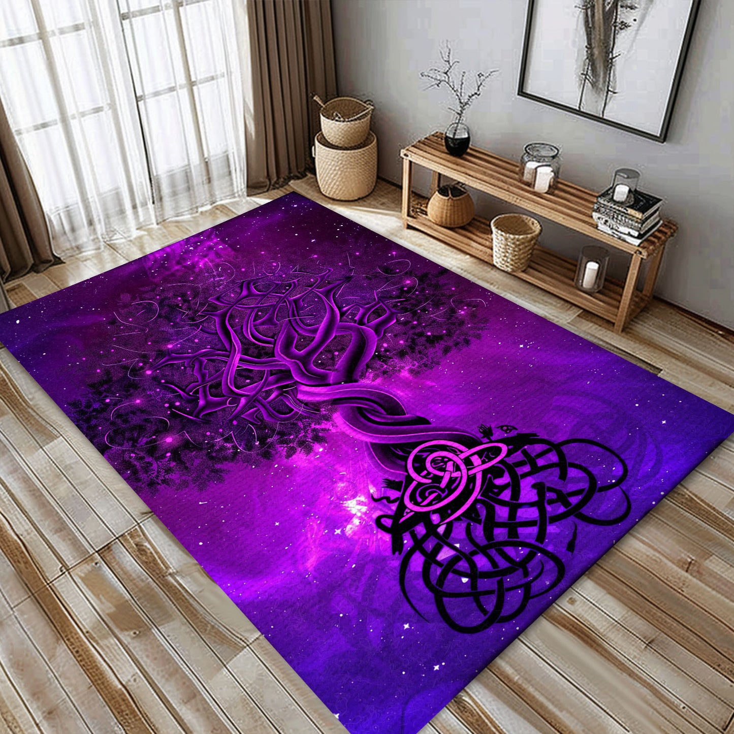 Celtic Tree of Life Viking Rug: Mythical Symbolism, Personalized Carpet Viking, Viking Area Rugs for Living Room, Viking Carpet Bedroom, Popular Rug Full Size (3x5, 4x6, 5x8) V91