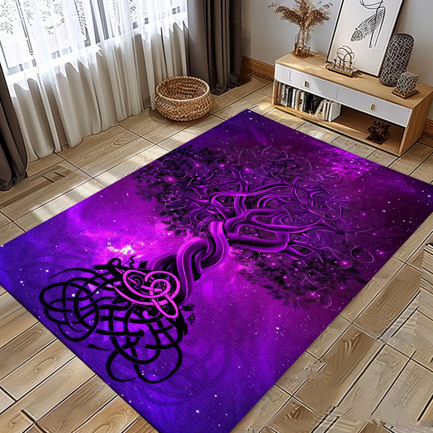 Celtic Tree of Life Viking Rug: Mythical Symbolism, Personalized Carpet Viking, Viking Area Rugs for Living Room, Viking Carpet Bedroom, Popular Rug Full Size (3x5, 4x6, 5x8) V91