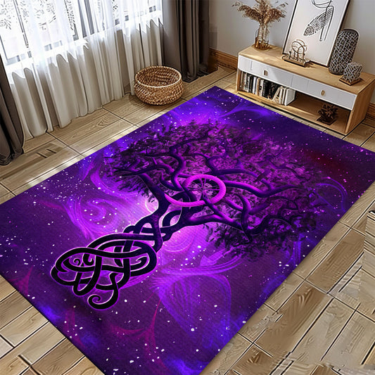 Norse Mythology Inspired Viking Area Rug with Celtic Tree of Life, Personalized Carpet Viking, Viking Area Rugs for Living Room, Viking Carpet Bedroom, Popular Rug Full Size (3x5, 4x6, 5x8) V90