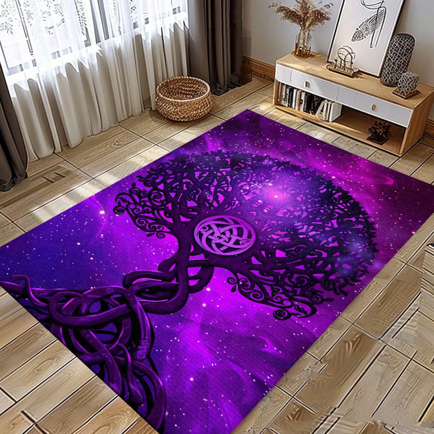 Viking Rug with Celtic Tree of Life Motif: Mythological Influence, Personalized Carpet Viking, Popular Rug Full Size (3x5, 4x6, 5x8) V79