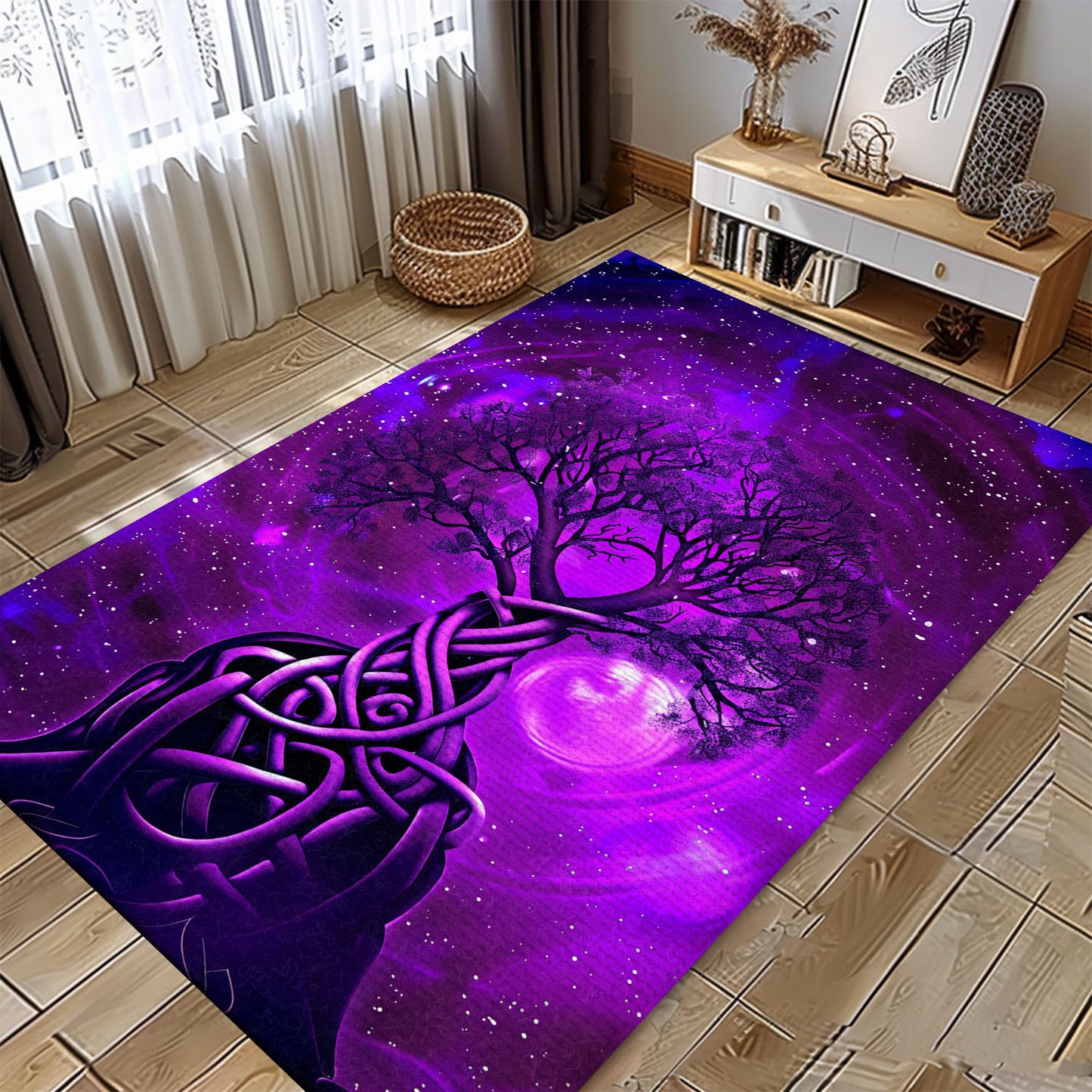 Viking Area Rug: Depiction of Celtic Tree of Life, Personalized Carpet Viking, Popular Rug Full Size (3x5, 4x6, 5x8) V74