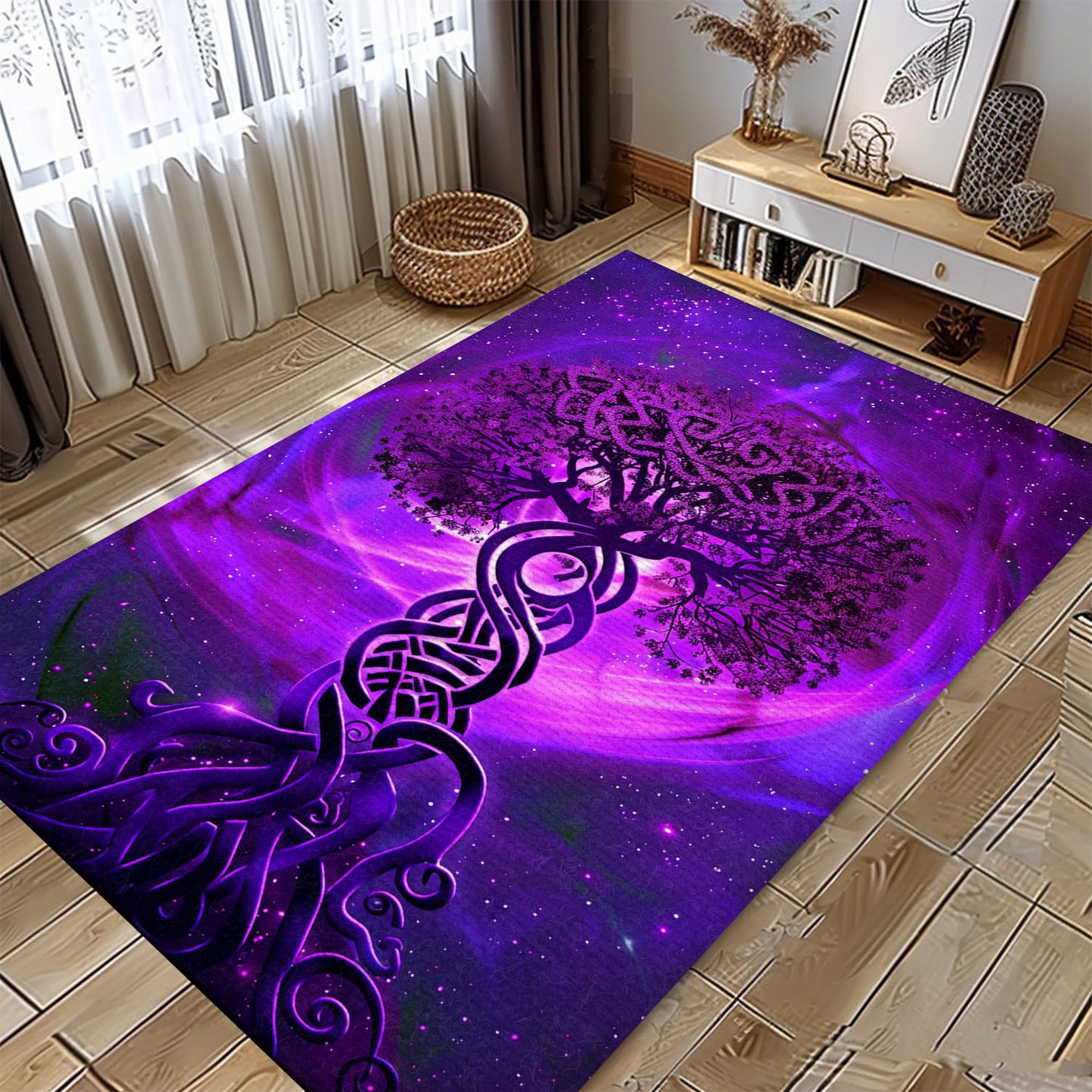 Norse Mythology Influence on Celtic Tree of Life Viking Rug for Living Room, Personalized Carpet Viking, Popular Rug Full Size (3x5, 4x6, 5x8) V71