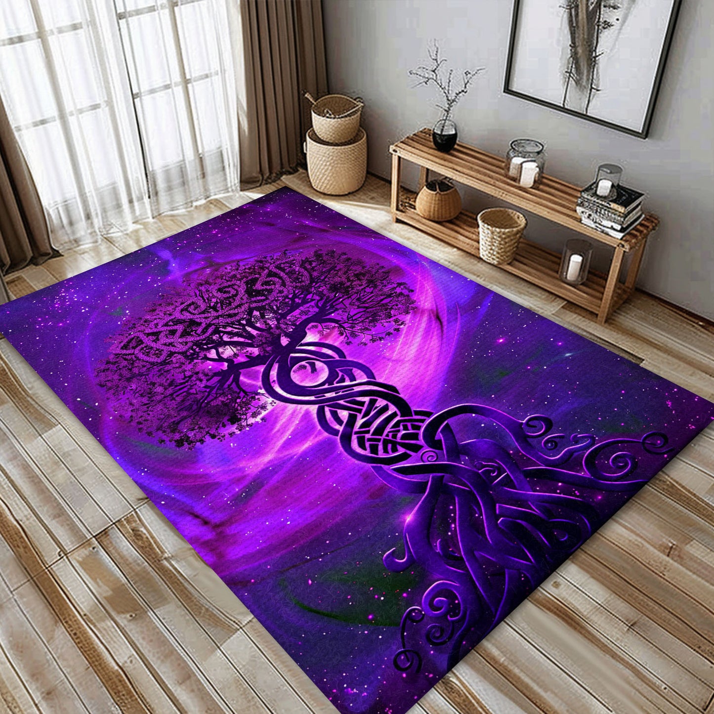 Norse Mythology Influence on Celtic Tree of Life Viking Rug for Living Room, Personalized Carpet Viking, Popular Rug Full Size (3x5, 4x6, 5x8) V71