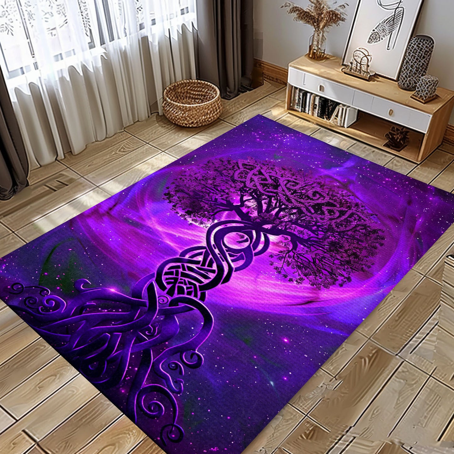 Norse Mythology Influence on Celtic Tree of Life Viking Rug for Living Room, Personalized Carpet Viking, Popular Rug Full Size (3x5, 4x6, 5x8) V71