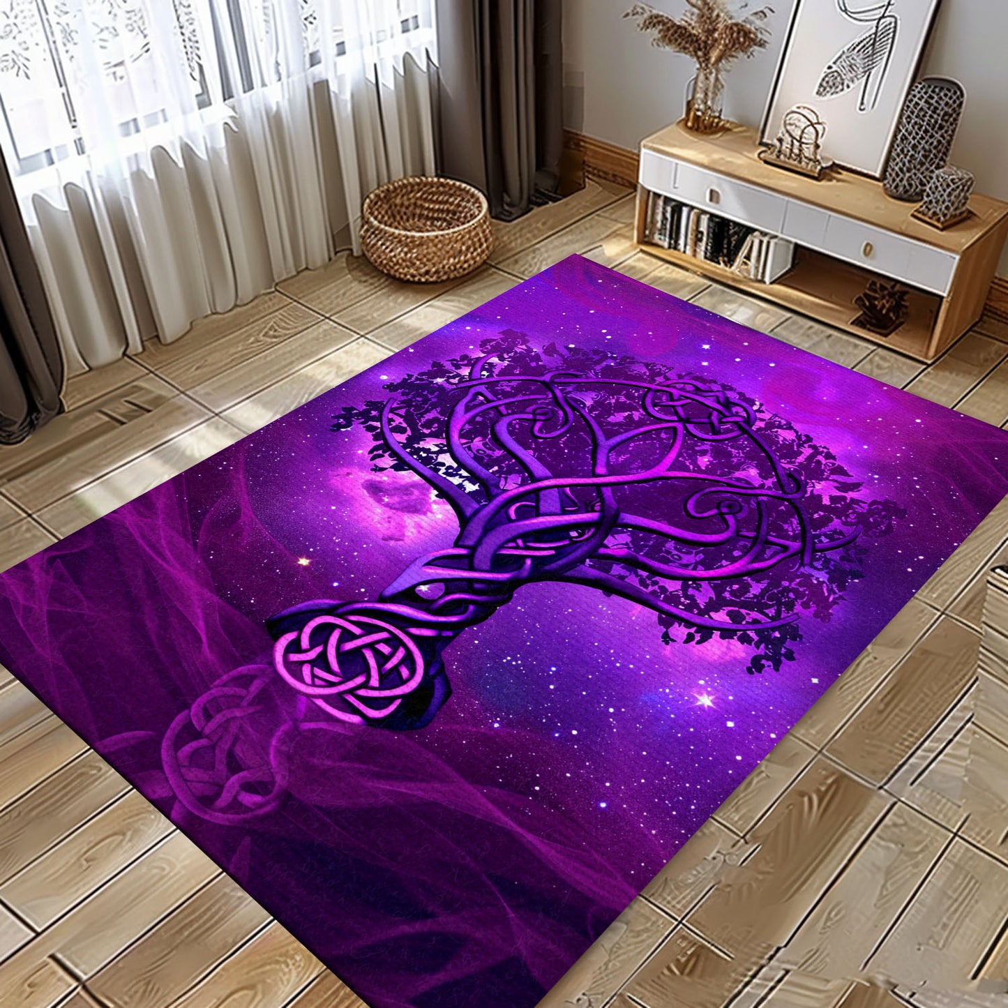 Mythical Viking Rug with Celtic Tree of Life Symbolism, Personalized Carpet Viking, Viking Area Rugs for Living Room, Viking Carpet Bedroom, Popular Rug Full Size (3x5, 4x6, 5x8) V70