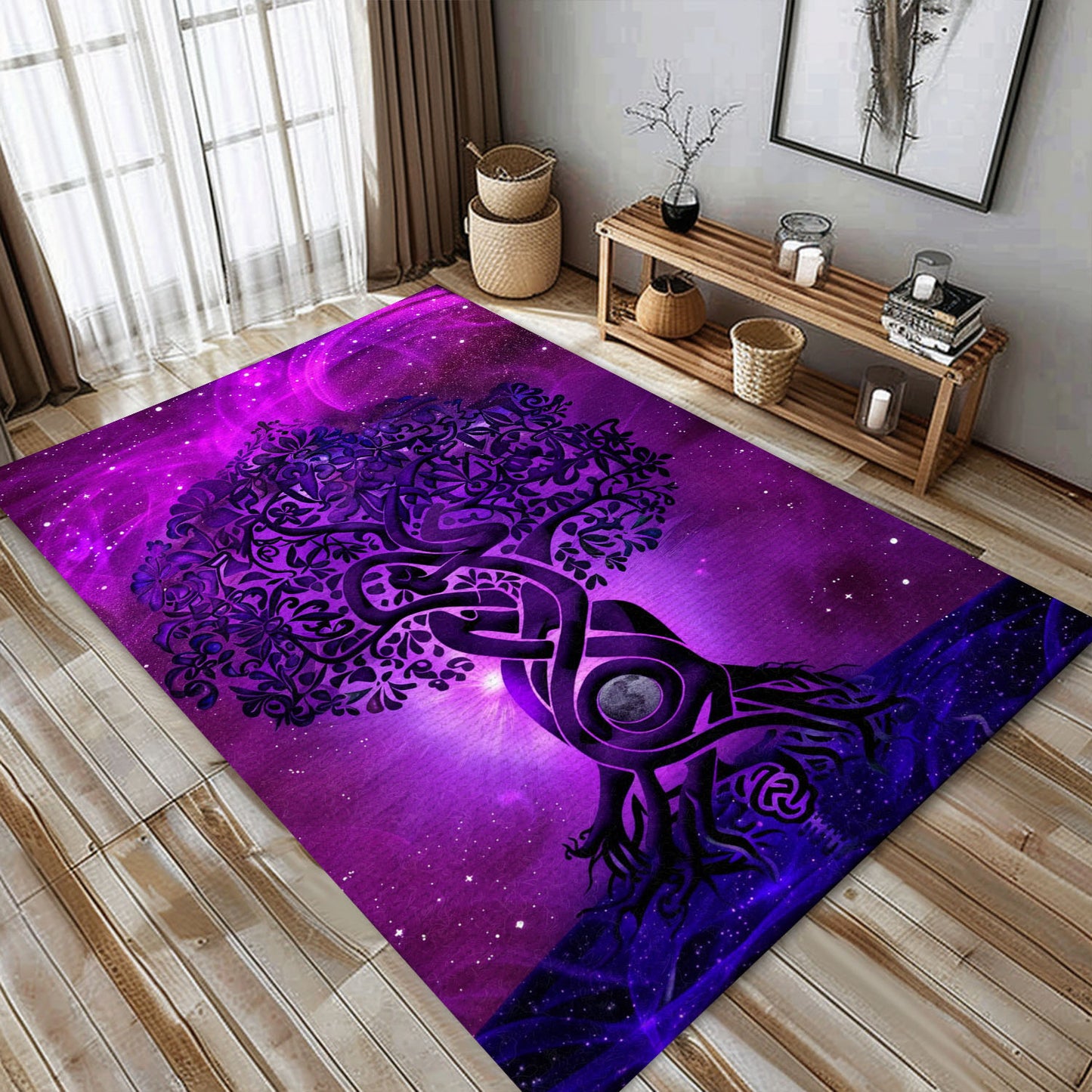 Symbolic Celtic Tree of Life Rug for Bedroom and Living Room, Personalized Carpet Viking, Viking Area Rugs for Living Room, Viking Carpet Bedroom, Popular Rug Full Size (3x5, 4x6, 5x8) V69