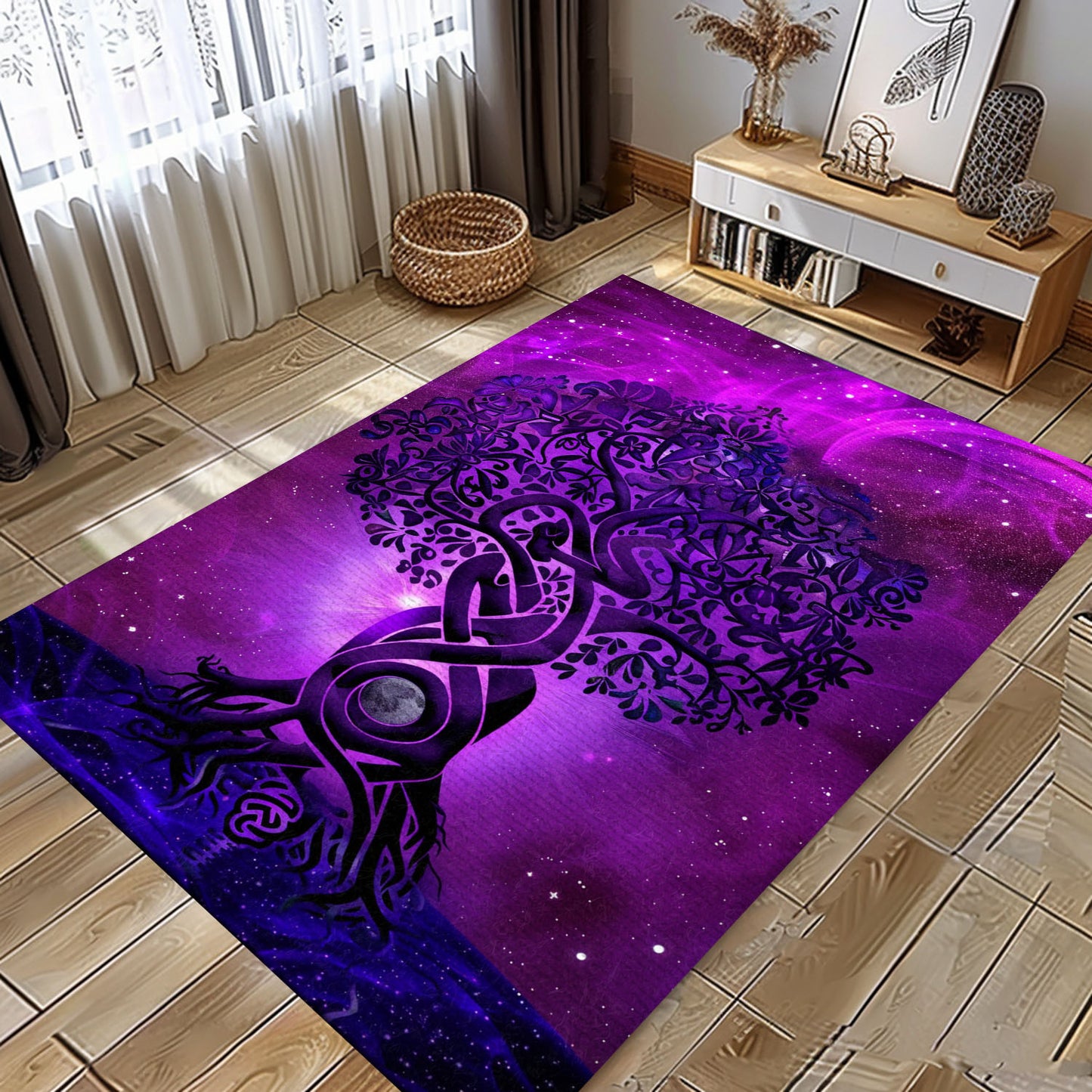 Symbolic Celtic Tree of Life Rug for Bedroom and Living Room, Personalized Carpet Viking, Viking Area Rugs for Living Room, Viking Carpet Bedroom, Popular Rug Full Size (3x5, 4x6, 5x8) V69