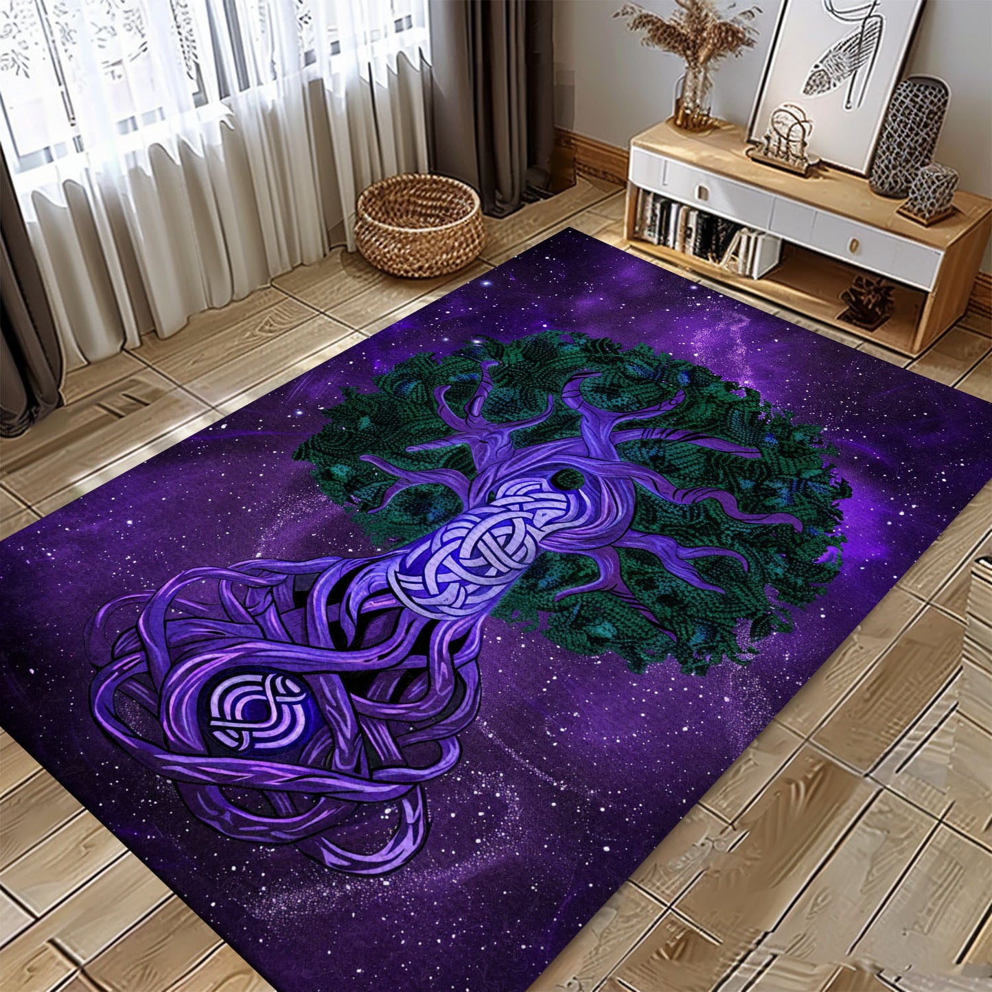 Viking Area Rug Featuring Norse Mythology and Celtic Tree of Life, Personalized Carpet Viking, Viking Area Rugs for Living Room, Viking Carpet Bedroom, Popular Rug Full Size (3x5, 4x6, 5x8) V68