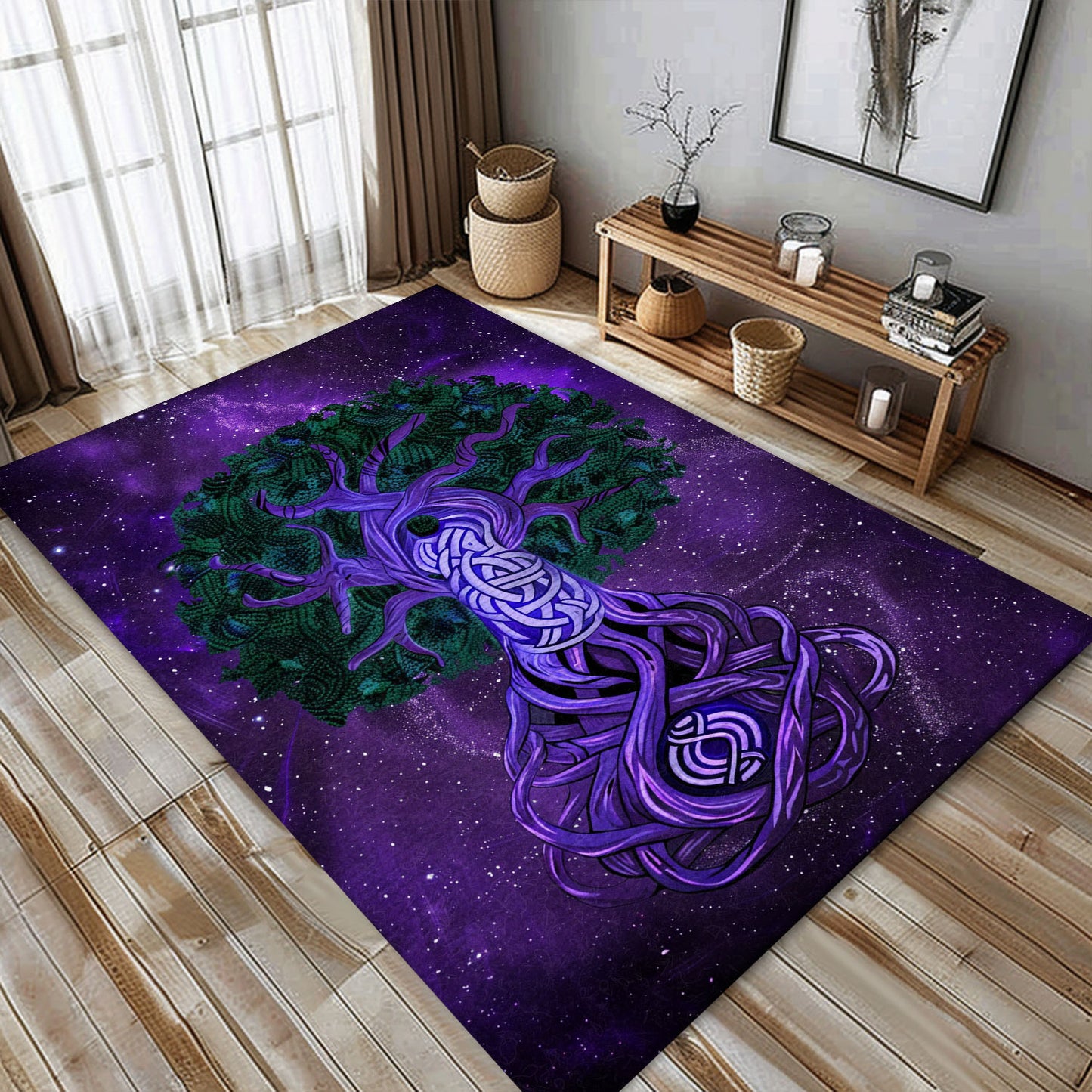 Viking Area Rug Featuring Norse Mythology and Celtic Tree of Life, Personalized Carpet Viking, Viking Area Rugs for Living Room, Viking Carpet Bedroom, Popular Rug Full Size (3x5, 4x6, 5x8) V68