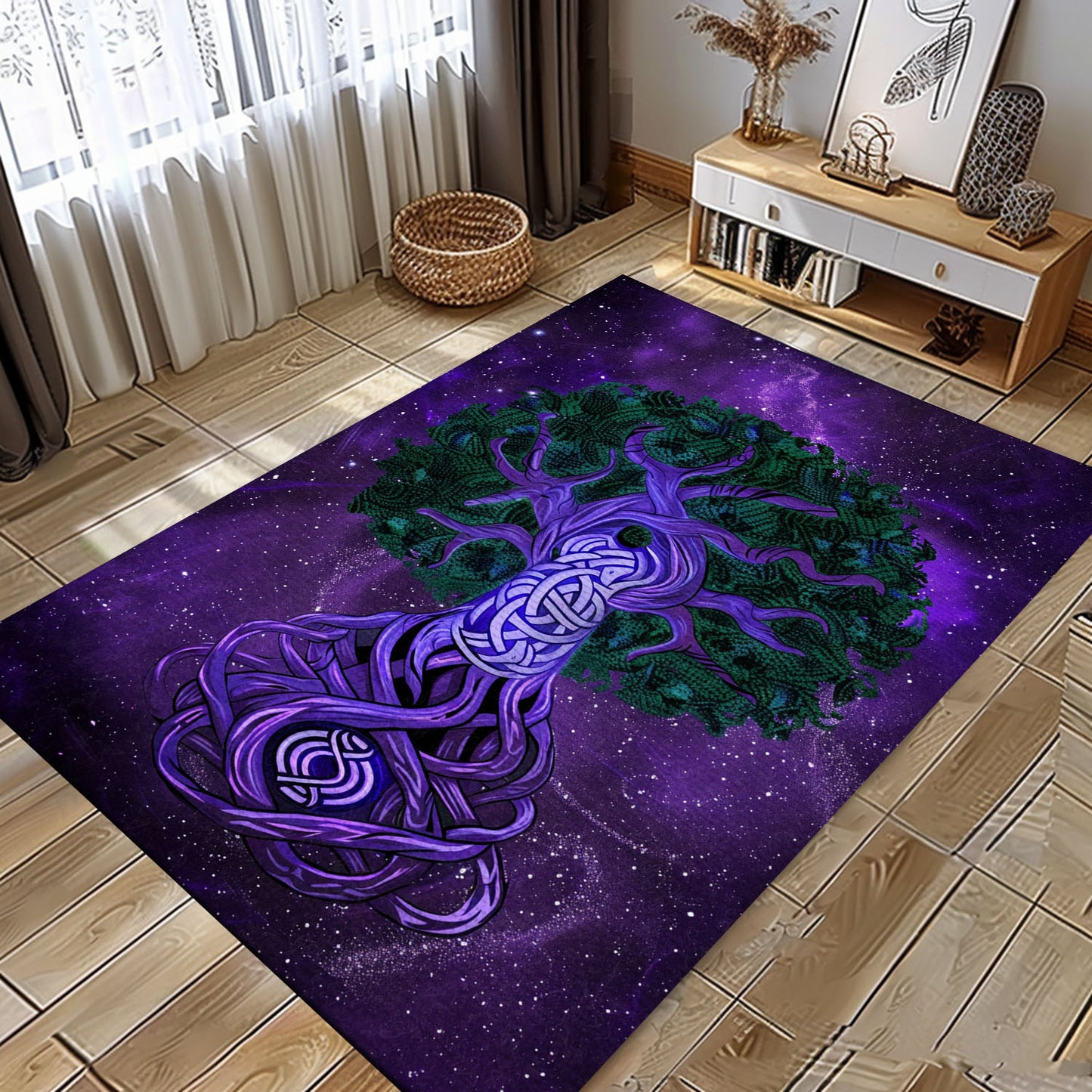 Viking Area Rug Featuring Norse Mythology and Celtic Tree of Life, Personalized Carpet Viking, Viking Area Rugs for Living Room, Viking Carpet Bedroom, Popular Rug Full Size (3x5, 4x6, 5x8) V68