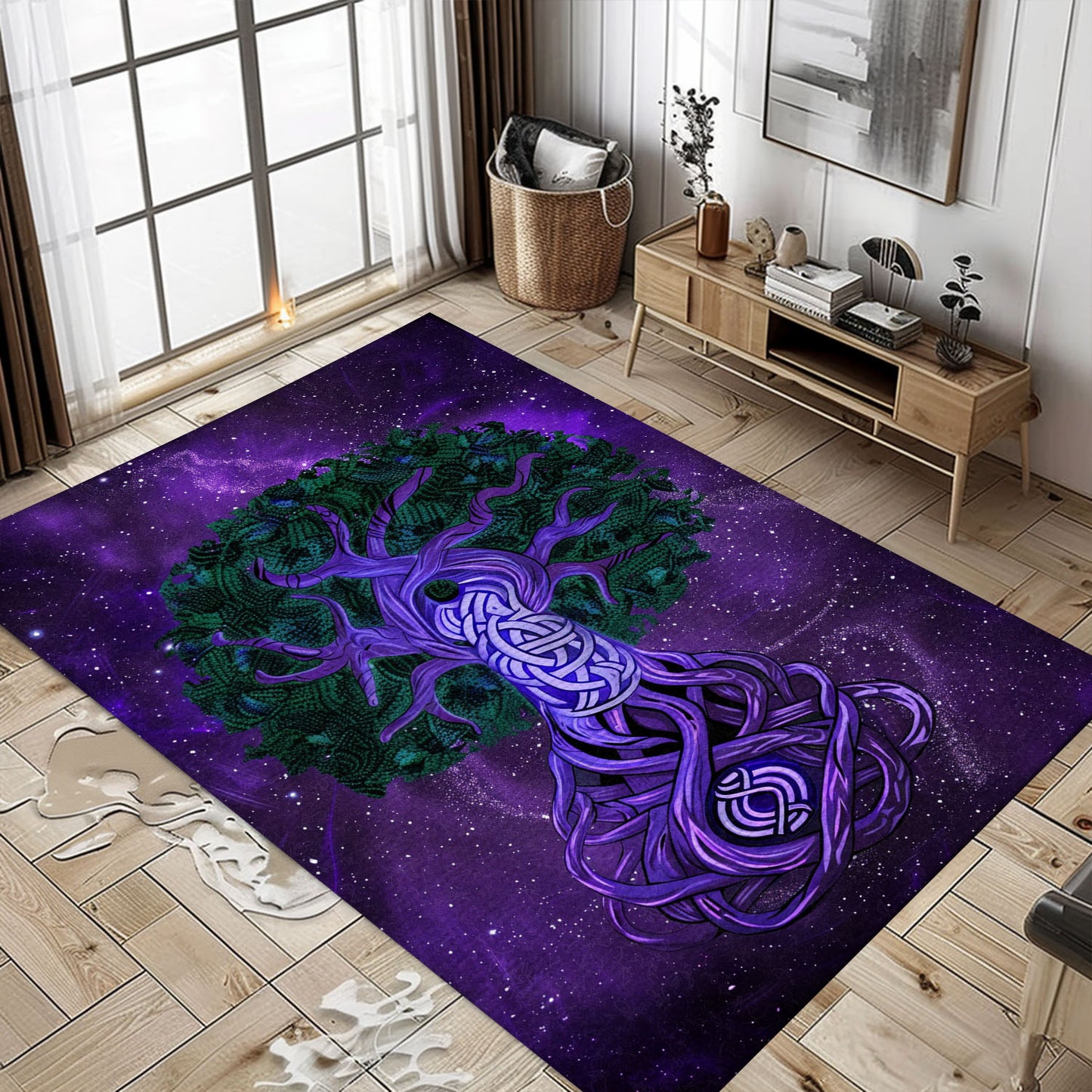 Viking Area Rug Featuring Norse Mythology and Celtic Tree of Life, Personalized Carpet Viking, Viking Area Rugs for Living Room, Viking Carpet Bedroom, Popular Rug Full Size (3x5, 4x6, 5x8) V68