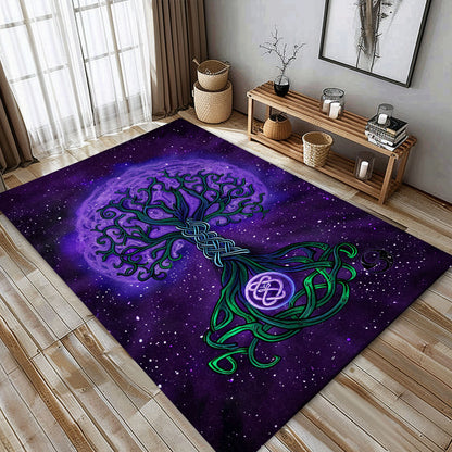 Unique Viking Rug with Celtic Tree of Life Motif, Personalized Carpet Viking, Viking Area Rugs for Living Room, Viking Carpet Bedroom, Popular Rug Full Size (3x5, 4x6, 5x8) V65