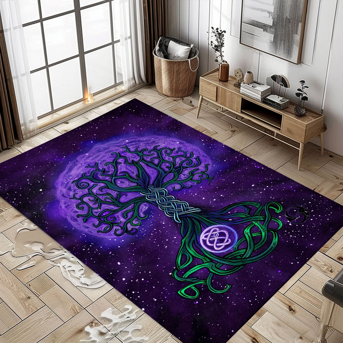 Unique Viking Rug with Celtic Tree of Life Motif, Personalized Carpet Viking, Viking Area Rugs for Living Room, Viking Carpet Bedroom, Popular Rug Full Size (3x5, 4x6, 5x8) V65