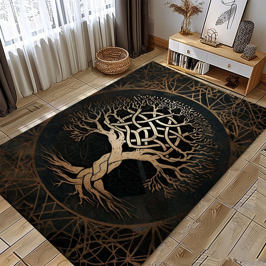 Norse Mythology-Inspired Celtic Tree of Life Area Rug, Personalized Carpet Viking, Viking Area Rugs for Living Room, Viking Carpet Bedroom, Popular Rug Full Size (3x5, 4x6, 5x8) V62