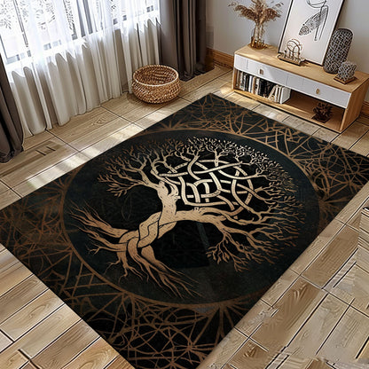 Norse Mythology-Inspired Celtic Tree of Life Area Rug, Personalized Carpet Viking, Viking Area Rugs for Living Room, Viking Carpet Bedroom, Popular Rug Full Size (3x5, 4x6, 5x8) V62