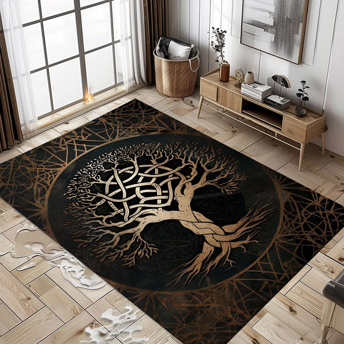 Norse Mythology-Inspired Celtic Tree of Life Area Rug, Personalized Carpet Viking, Viking Area Rugs for Living Room, Viking Carpet Bedroom, Popular Rug Full Size (3x5, 4x6, 5x8) V62