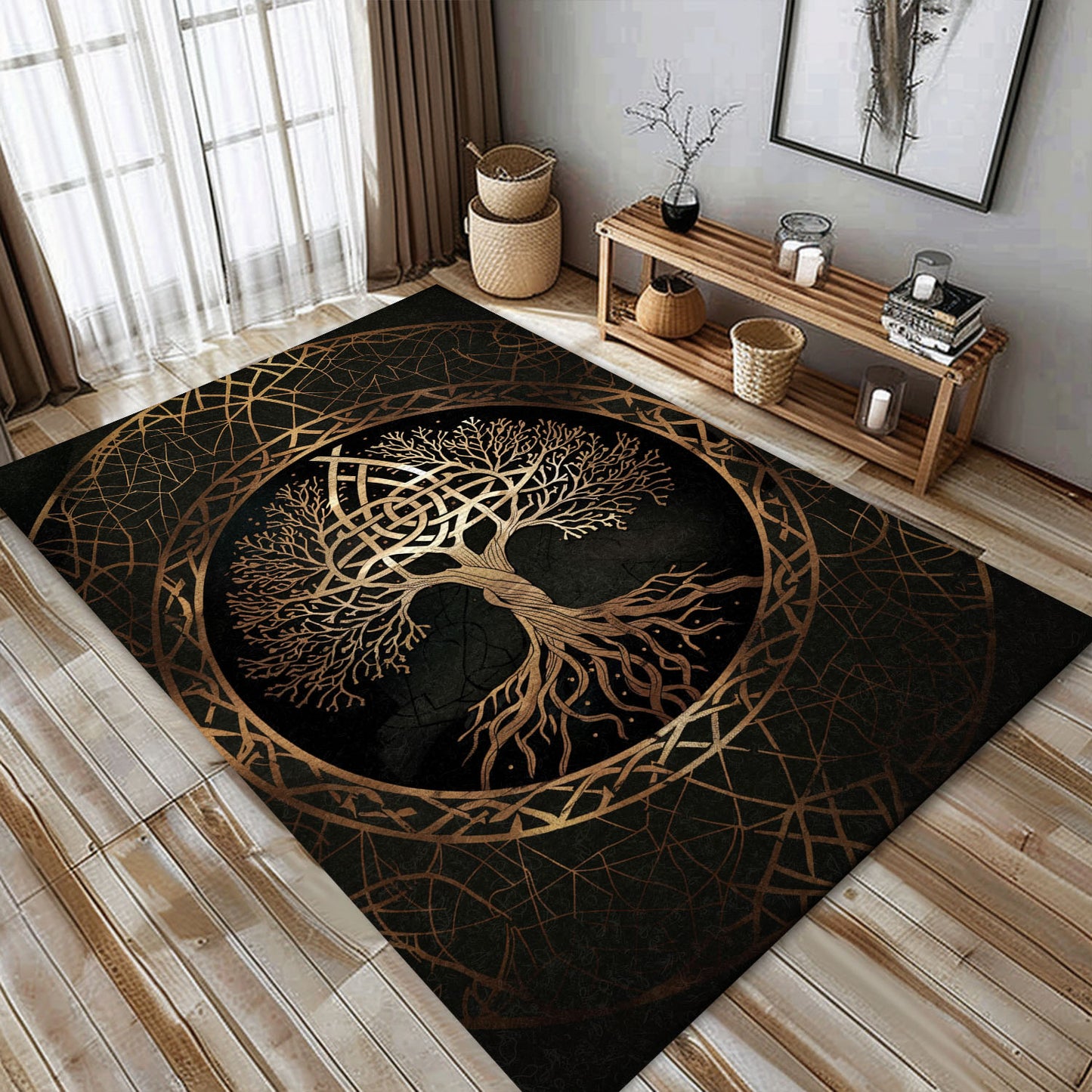 Celtic Tree of Life Viking Rug: Mythical Home Décor, Personalized Carpet Viking, Viking Area Rugs for Living Room, Viking Carpet Bedroom, Popular Rug Full Size (3x5, 4x6, 5x8) V61