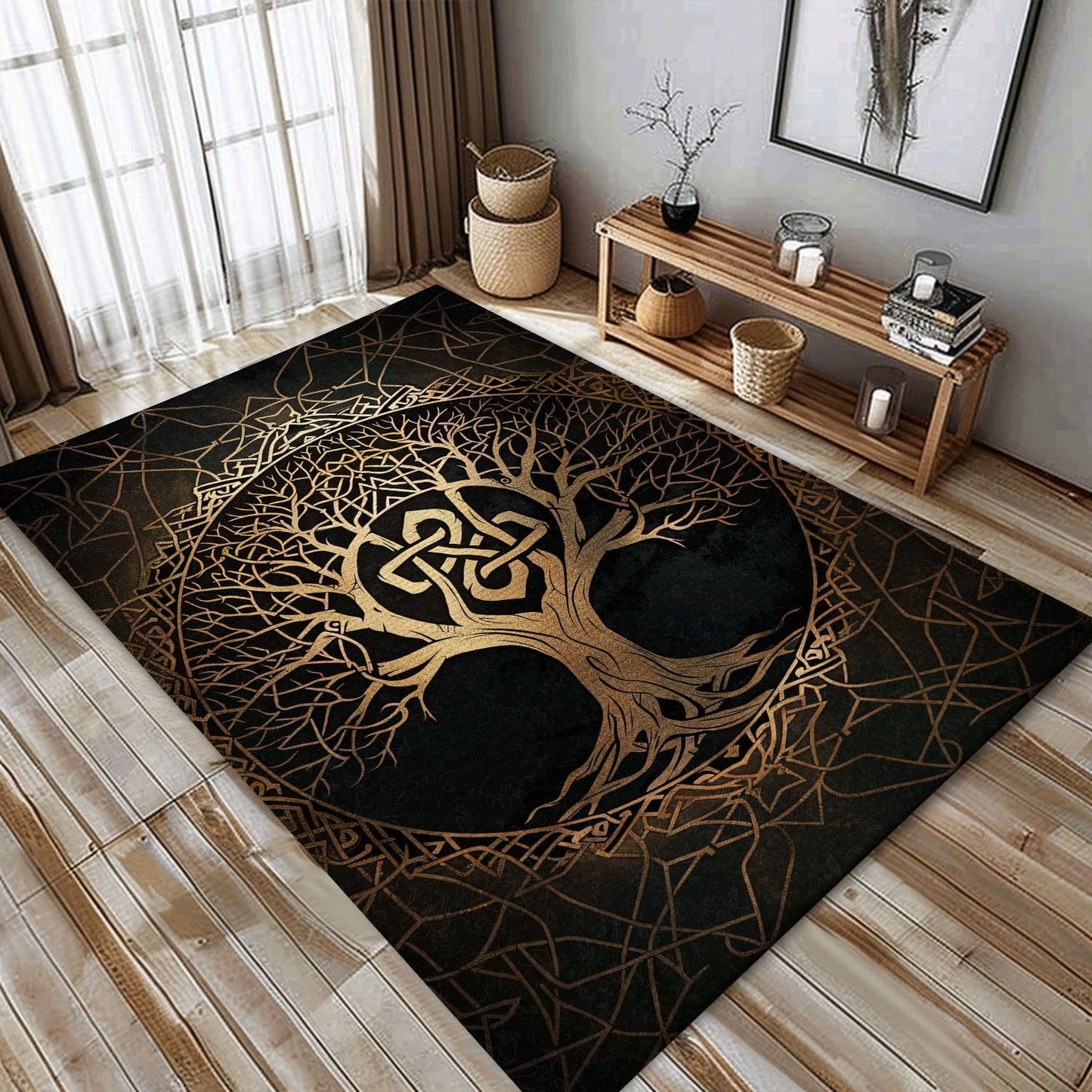 Viking Area Rug Embellished with Celtic Tree of Life Motif, Personalized Carpet Viking, Viking Area Rugs for Living Room, Viking Carpet Bedroom, Popular Rug Full Size (3x5, 4x6, 5x8) V60